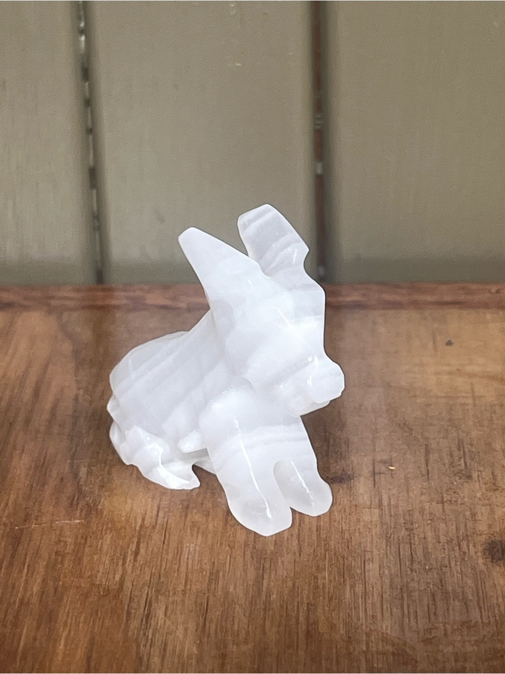 White Onyx Hand-Carved Donkey Figurine